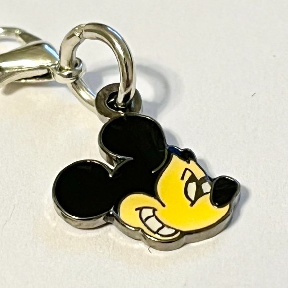 Vintage Mickey Mouse Clip Charm Bracelet Zipper Pull Backpack Purse Black Enamel - Picture 3 of 8